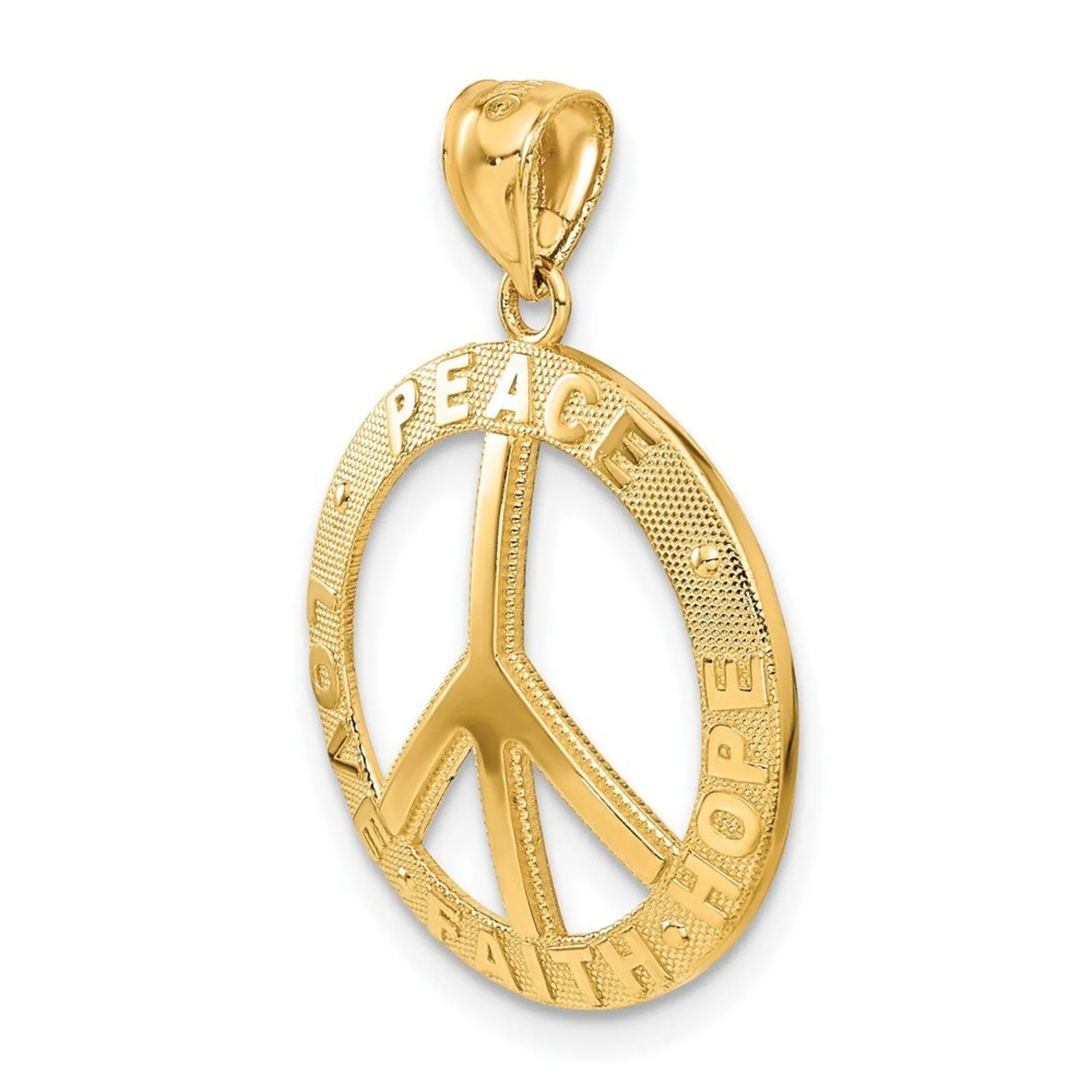 Gold 'Peace Love Faith Hope' Peace Sign Pendant Model-C4170