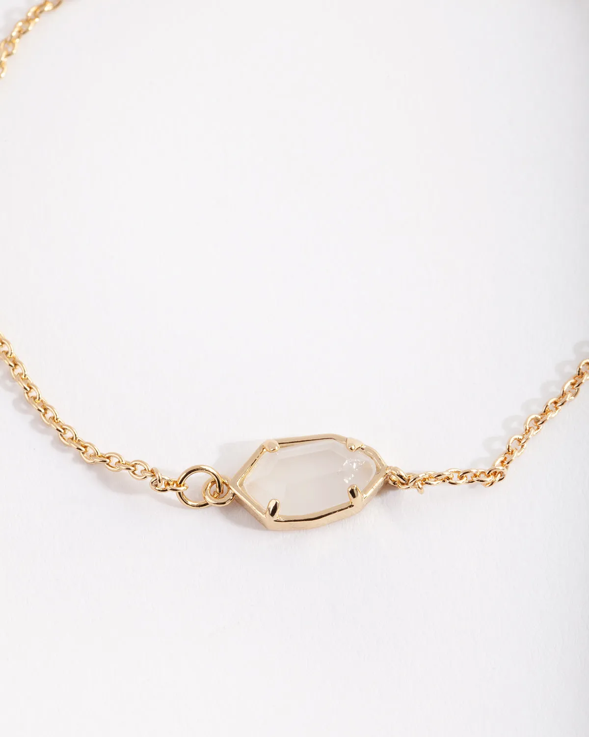 Gold Plated White Quartz Bracelet