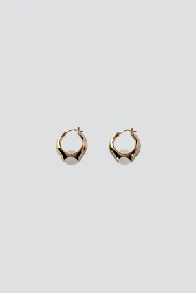 Gold Rolling Stone Hoop Earrings