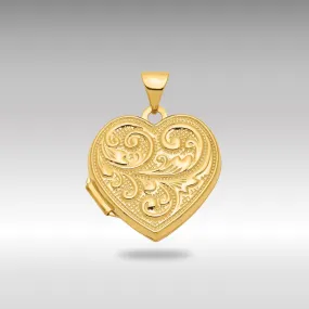 Gold Scrolled LOVE YOU ALWAYS Heart Locket Pendant - Model XL326