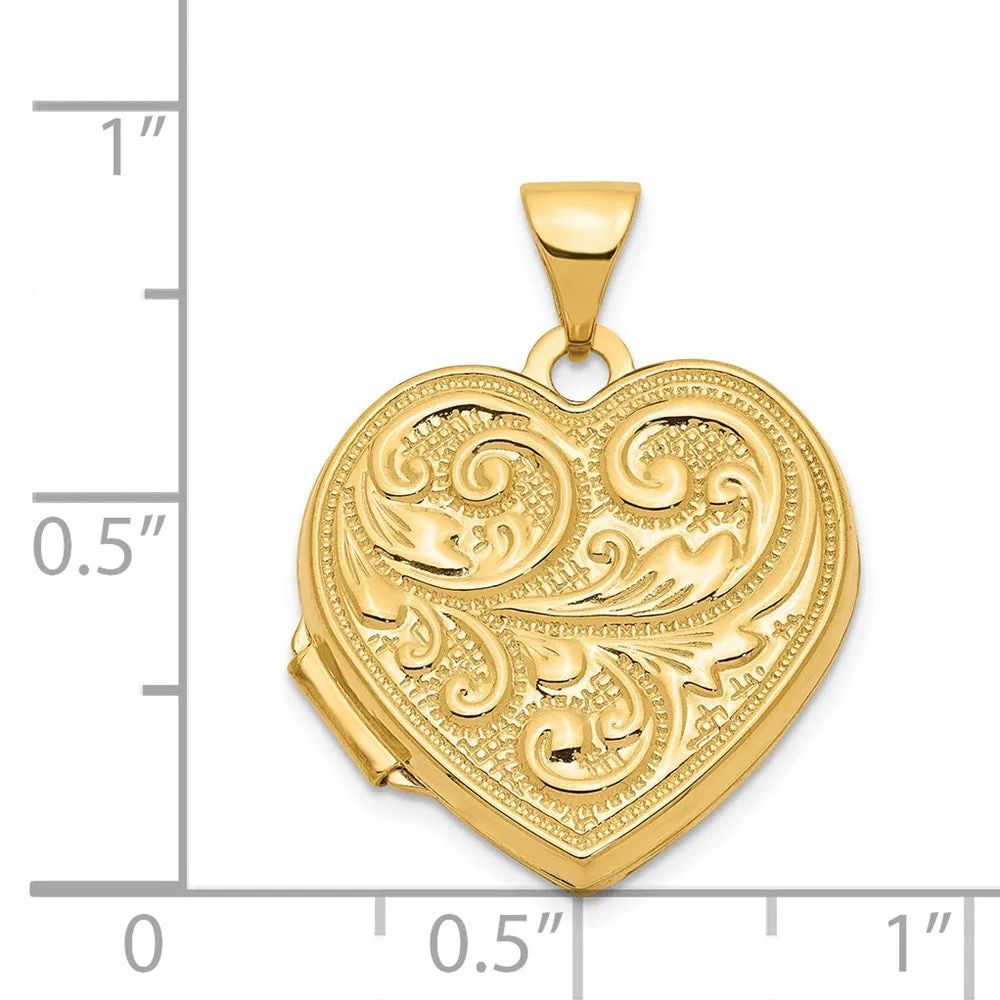 Gold Scrolled LOVE YOU ALWAYS Heart Locket Pendant - Model XL326