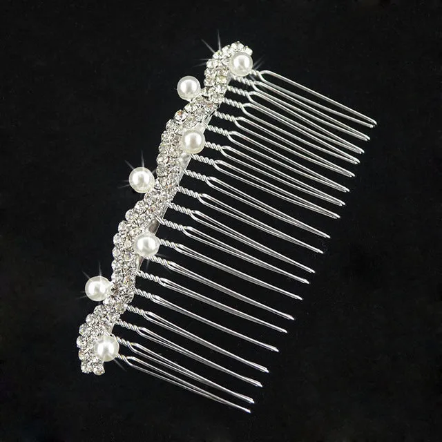 Gold Silver Color Hair Combs Bridal Pearl Crystal Bridesmaid  Wedding