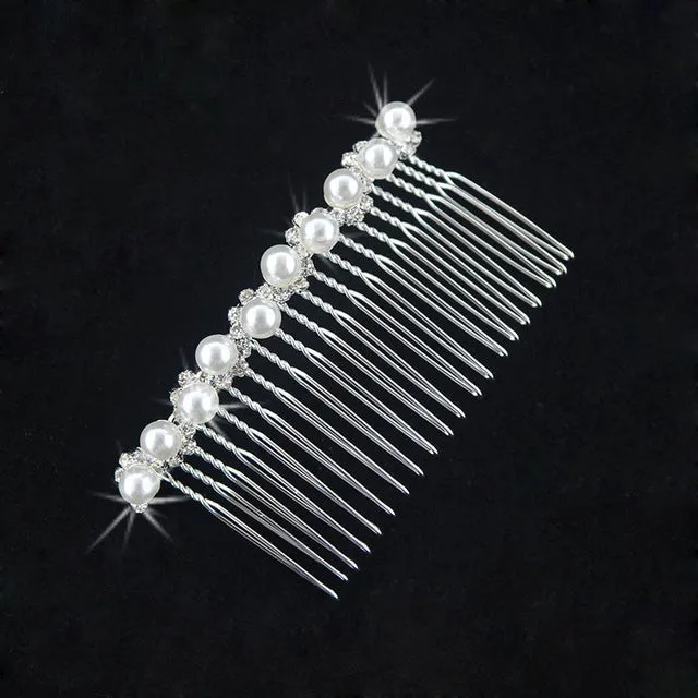 Gold Silver Color Hair Combs Bridal Pearl Crystal Bridesmaid  Wedding