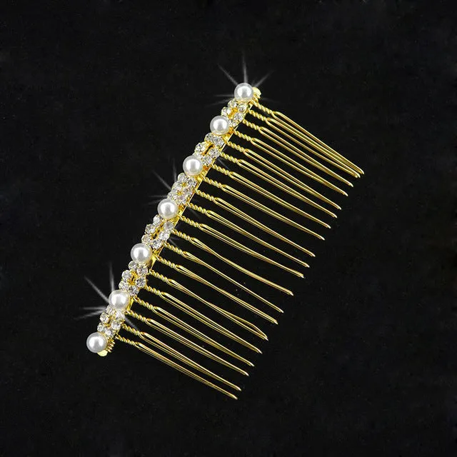 Gold Silver Color Hair Combs Bridal Pearl Crystal Bridesmaid  Wedding