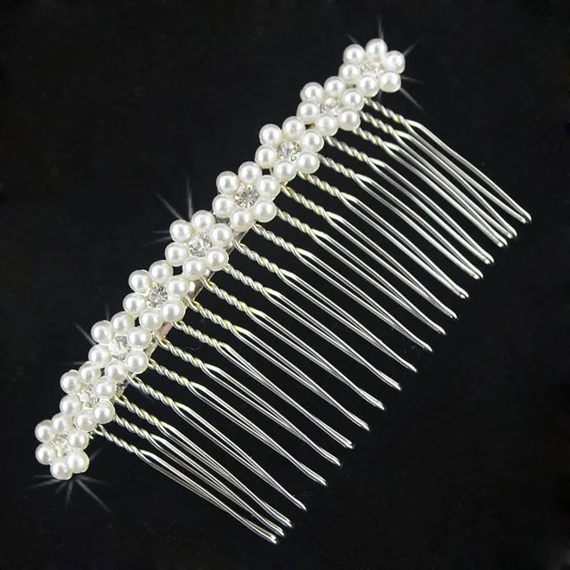 Gold Silver Color Hair Combs Bridal Pearl Crystal Bridesmaid  Wedding