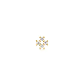 Gold Sparkle Cross Barbell Single Earring