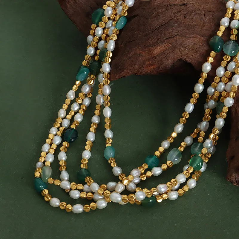 Green Agate Pearl Necklace