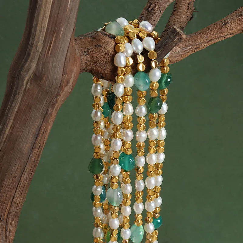 Green Agate Pearl Necklace