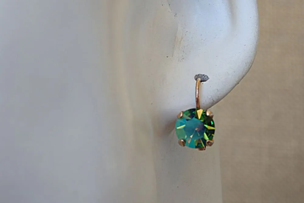 Green Blue Rhinestone AB Rebeka Earrings