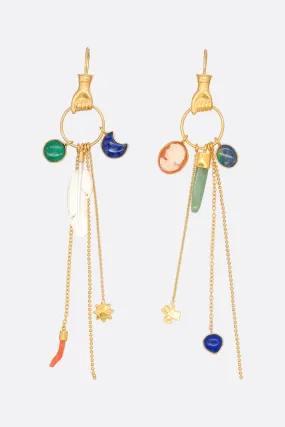 Hand Multi Charm drop earrings