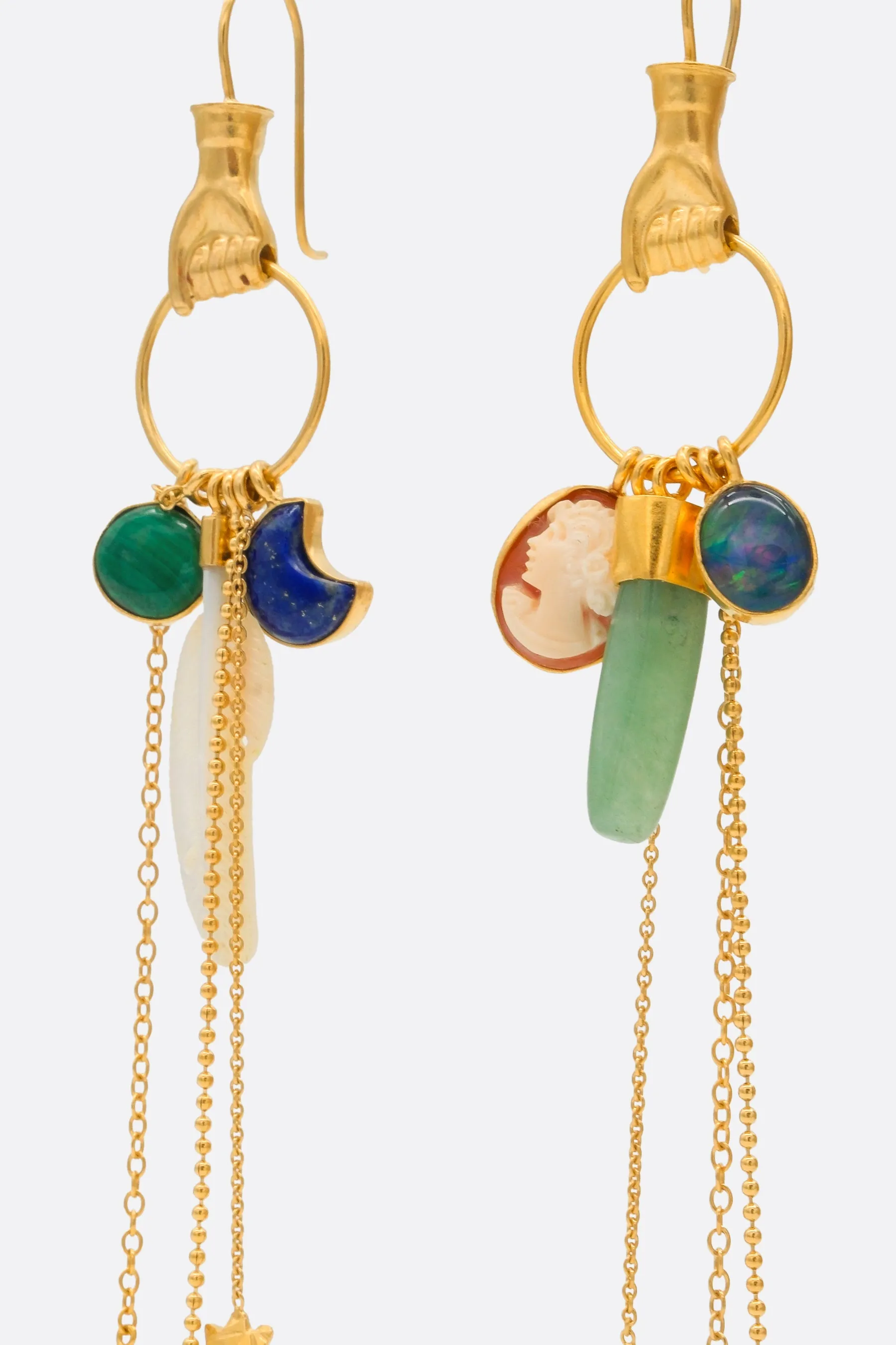 Hand Multi Charm drop earrings