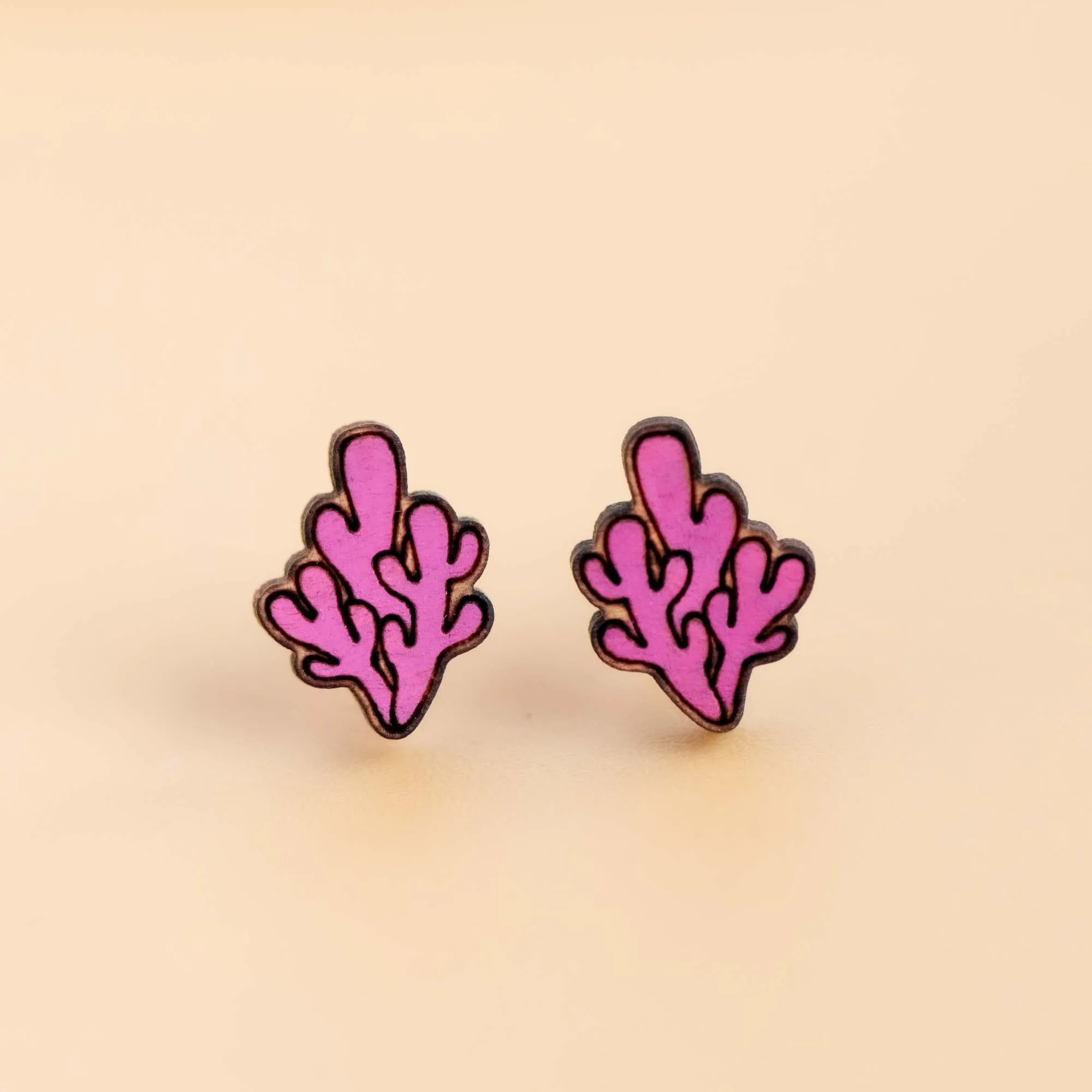 Hand-painted Pink Coral Earrings - PES13105