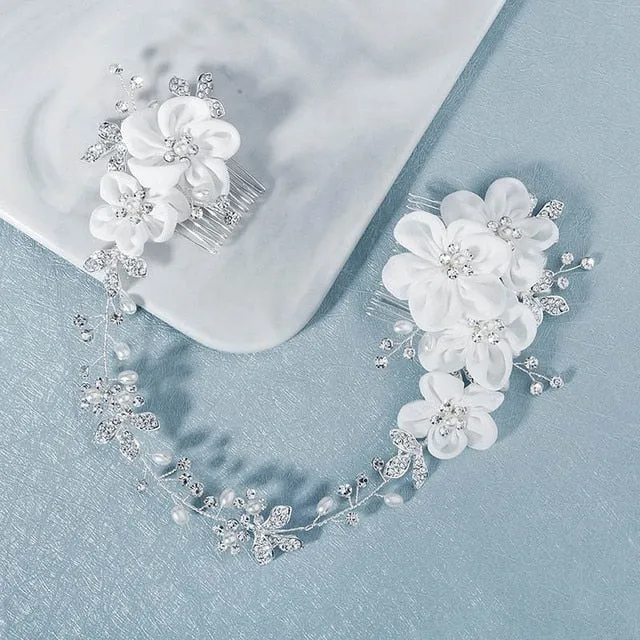 Handmade Flower Hair Comb Silver Color Bridal Wedding Hair Accessory