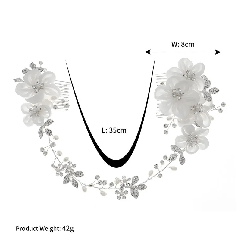 Handmade Flower Hair Comb Silver Color Bridal Wedding Hair Accessory