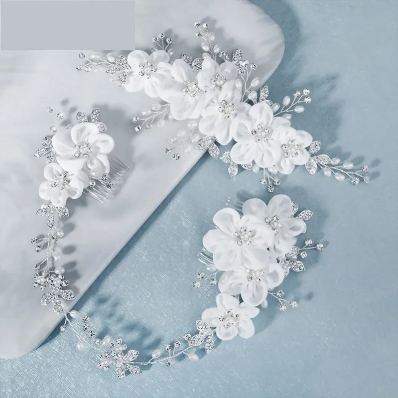 Handmade Flower Hair Comb Silver Color Bridal Wedding Hair Accessory