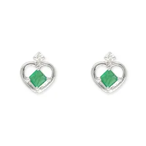 Heart Shaped Emerald & Diamond Earring