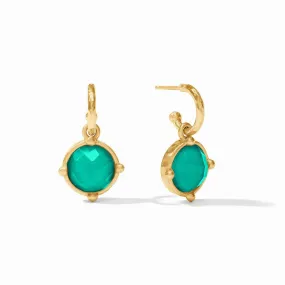 Honeybee Hoop & Charm Earrings - Iridescent Emerald Green