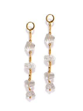 Ice Dangle Gold Leverback Earrings