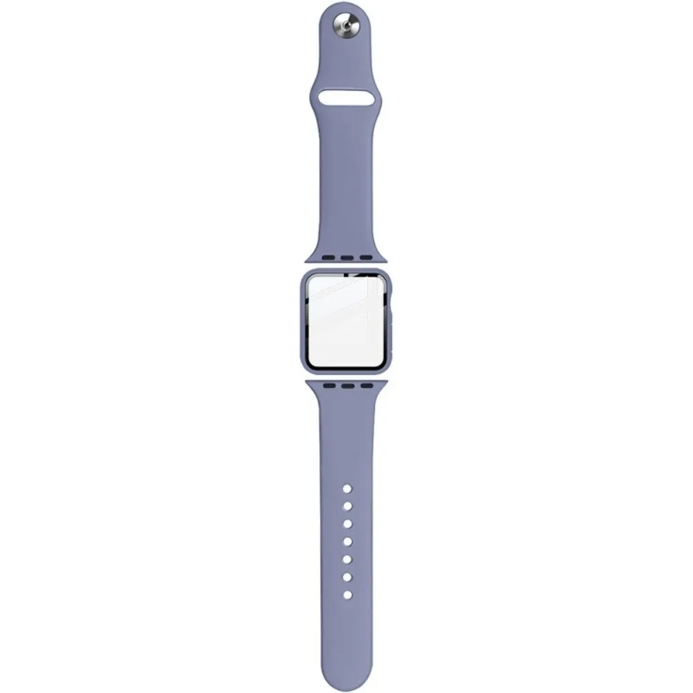 IMAK Apple Watch (44mm) silicone cover with watch strap   tempered glass - Baby Blue