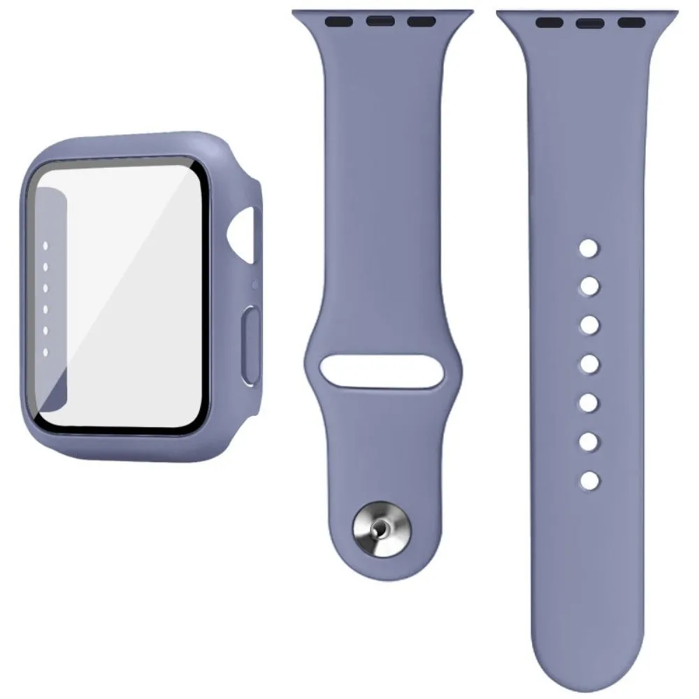 IMAK Apple Watch (44mm) silicone cover with watch strap   tempered glass - Baby Blue