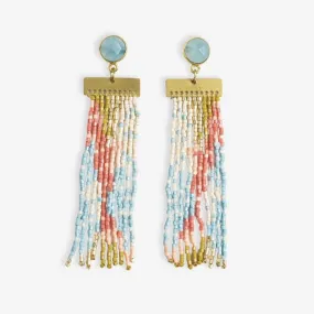 Ink   Alloy IA CBER1500AF Lilah semi-precious stone post beaded fringe earrings Amalfi