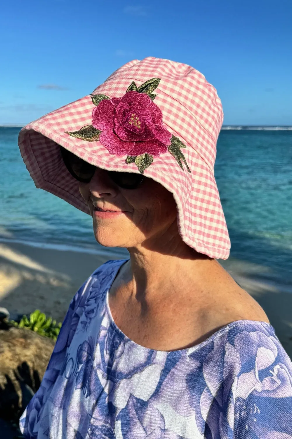 Izzy Bucket Hat - Pink Gingham