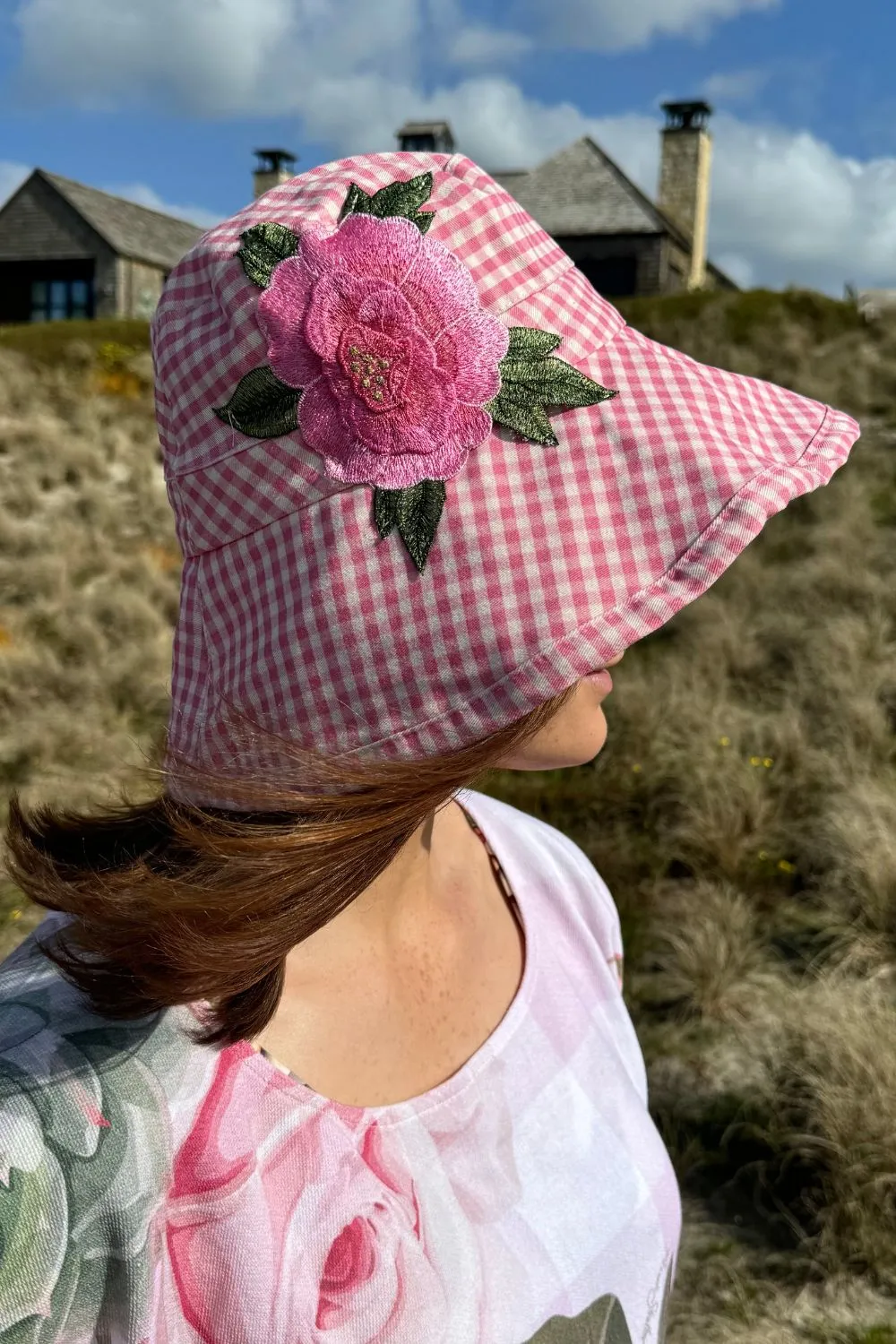 Izzy Bucket Hat - Pink Gingham