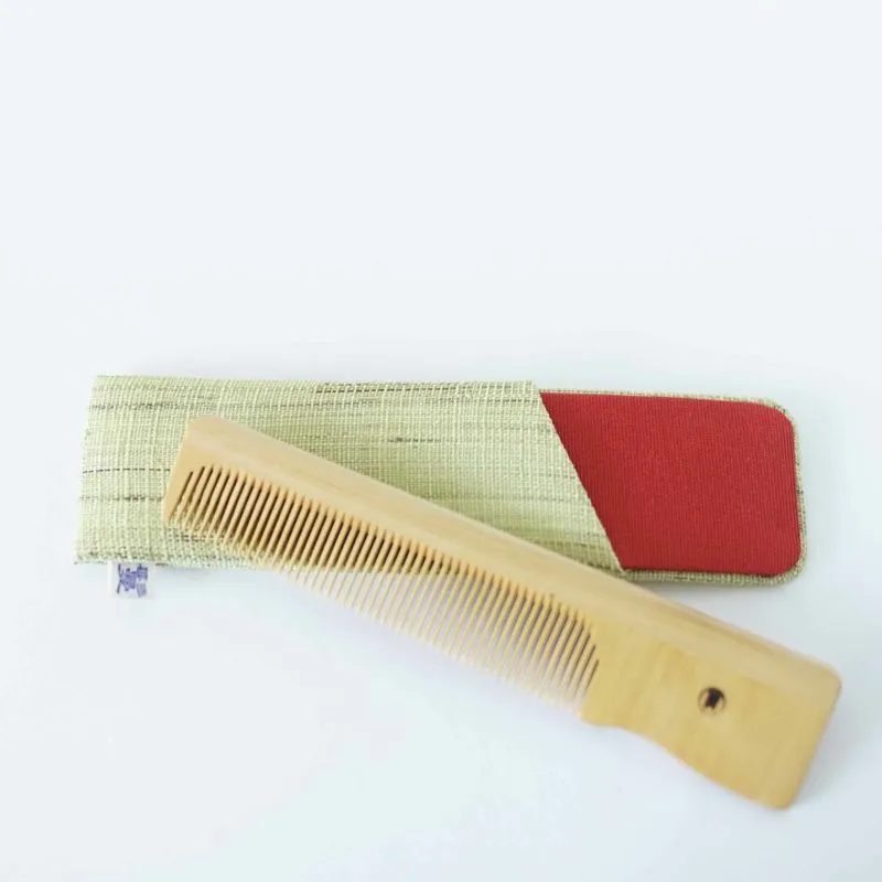 Japanese Akane (Madder) Comb with Hand Woven Linen Case,  Handmade in Kyoto, Japan,  Japanese traditional hair comb