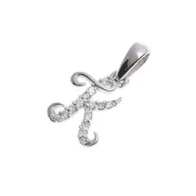 'K' Initial Pendant 18ct White Gold Cubic Zirconia (0.91g) P100K1