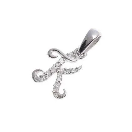 'K' Initial Pendant 18ct White Gold Cubic Zirconia (0.91g) P100K1