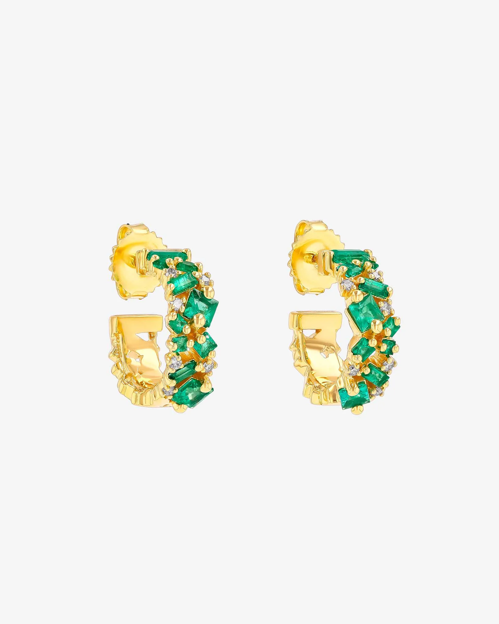 La Fantaisie Emerald Mini Hoops