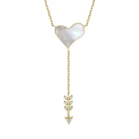 La Roche Mother of Pearl Cupid Heart Boho Necklace