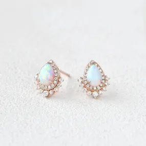 Lab Opal Vintage Halo Earrings