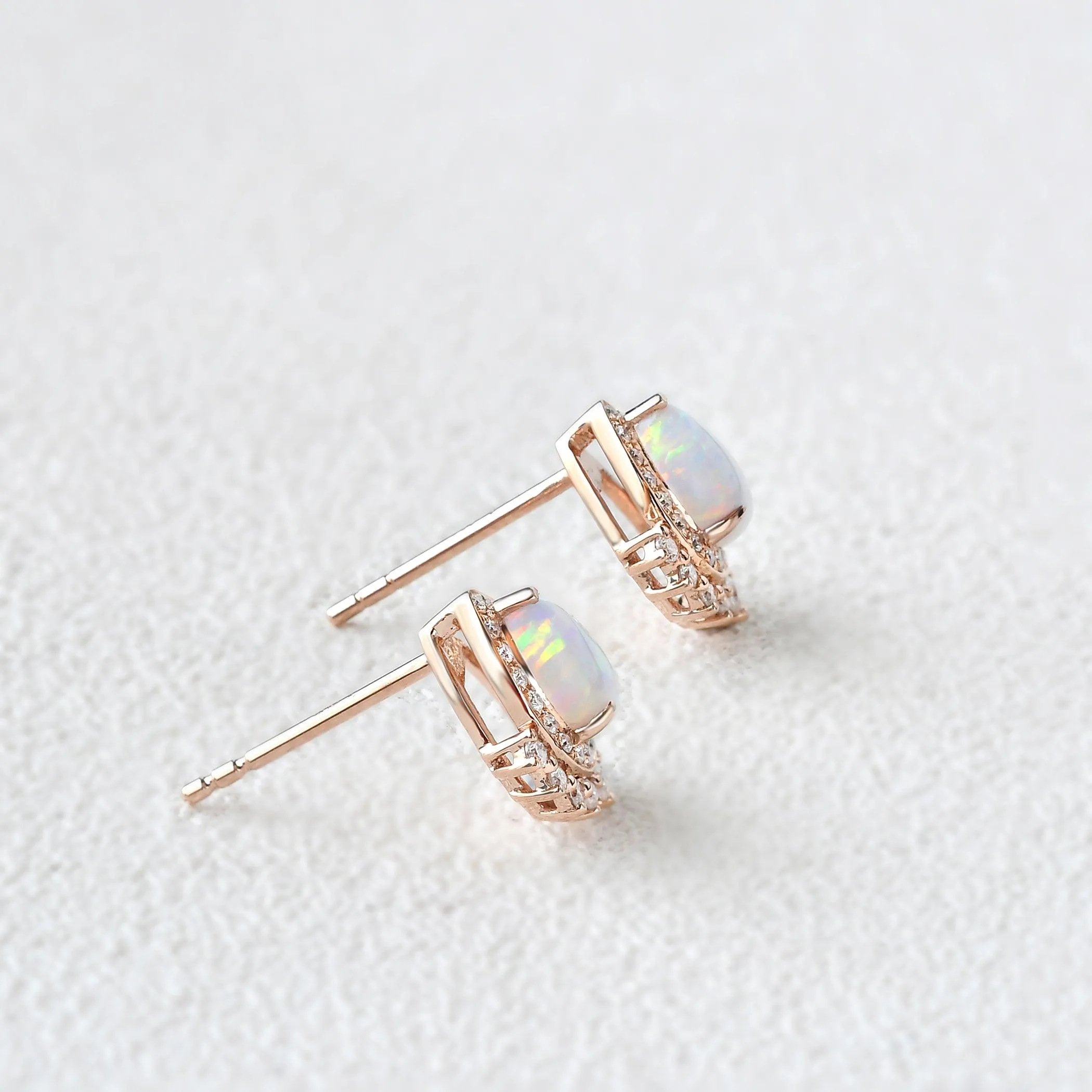 Lab Opal Vintage Halo Earrings