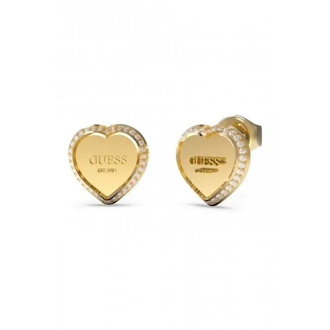 Ladies Gold Plated Heart Stud Crystals Earrings UBE01427YG