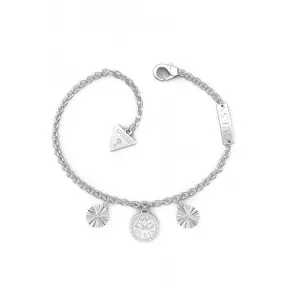 Ladies Rhodium Plated Lotus Flower Multi Charm Bracelet UBB01347RHL