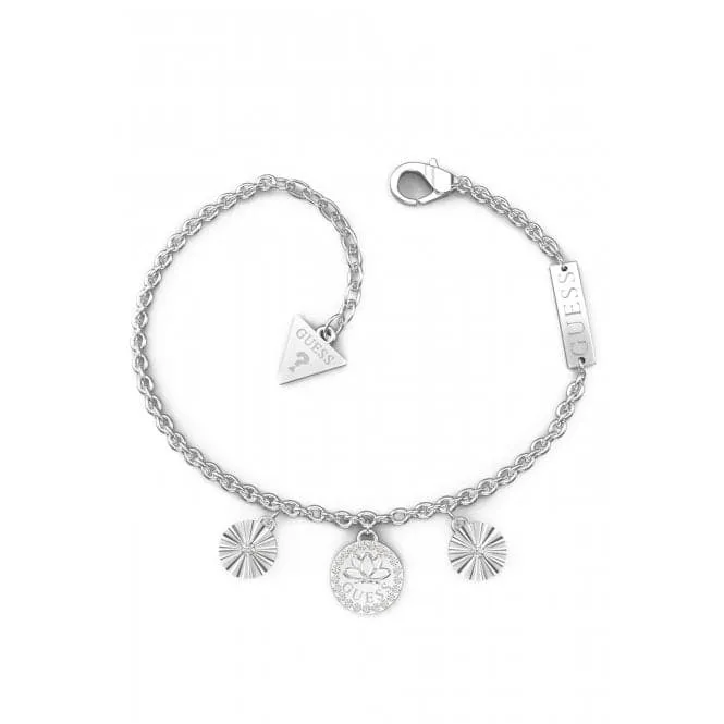 Ladies Rhodium Plated Lotus Flower Multi Charm Bracelet UBB01347RHL