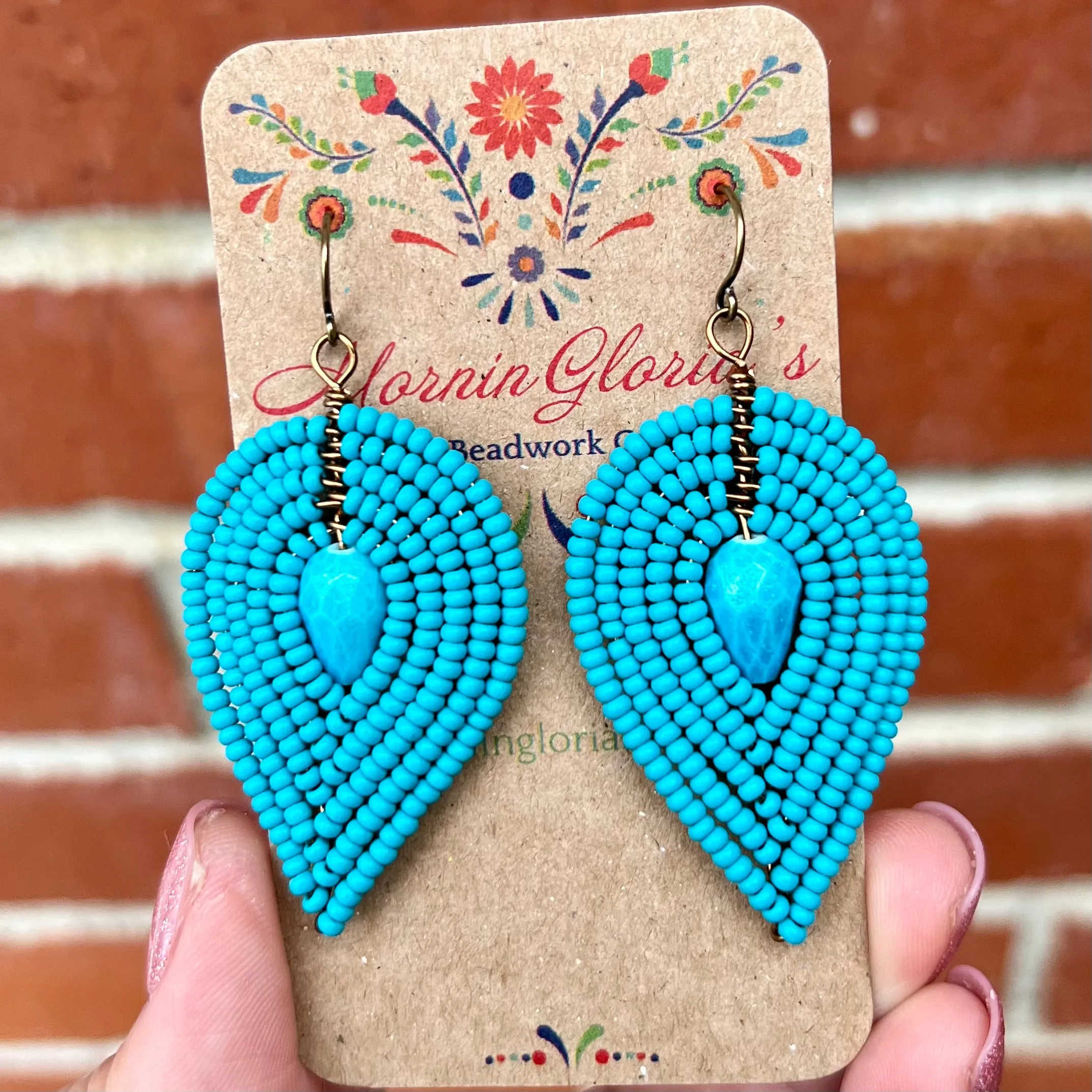 Large Beaded Petal Earrings