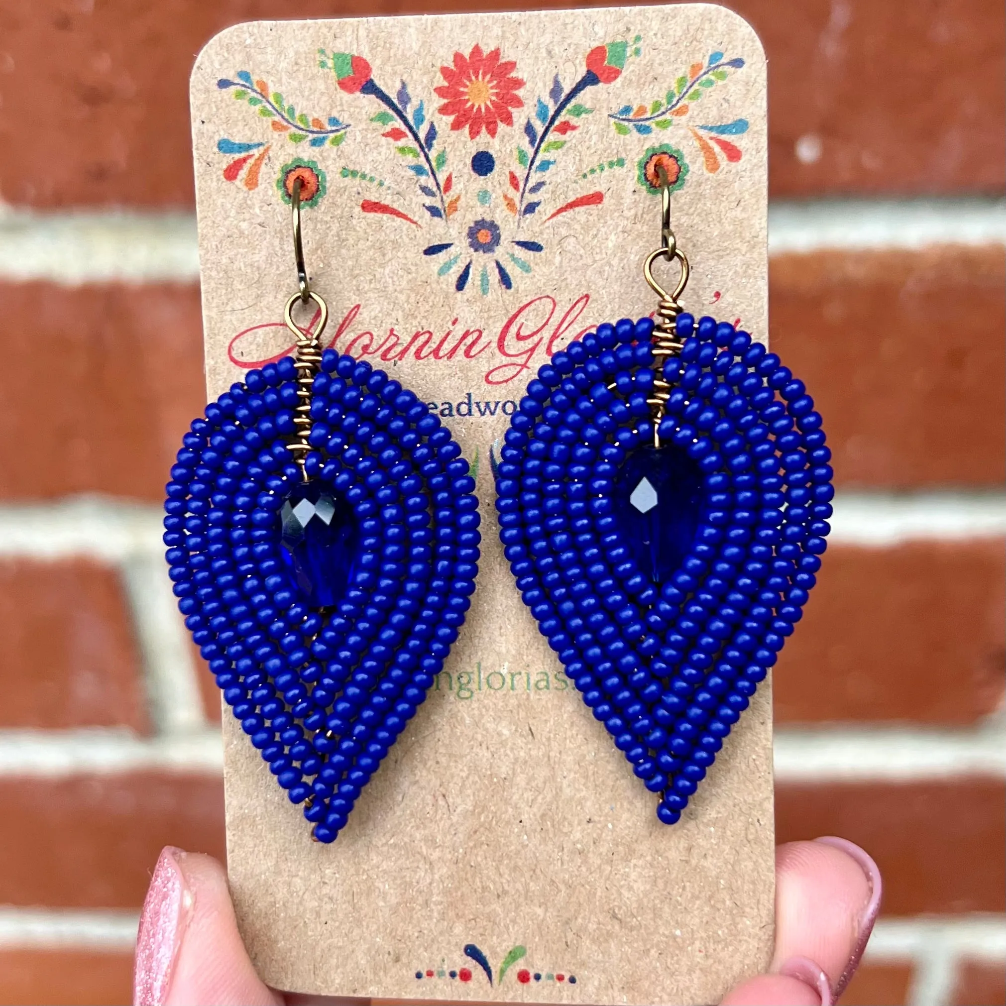 Large Beaded Petal Earrings