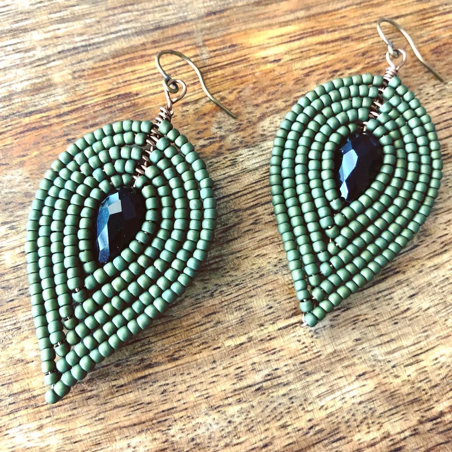 Large Beaded Petal Earrings