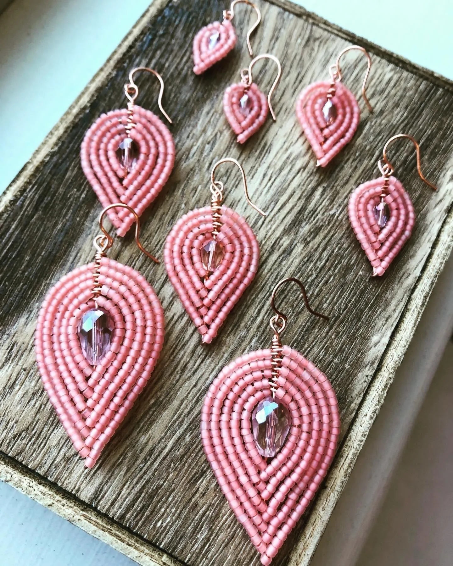 Large Beaded Petal Earrings