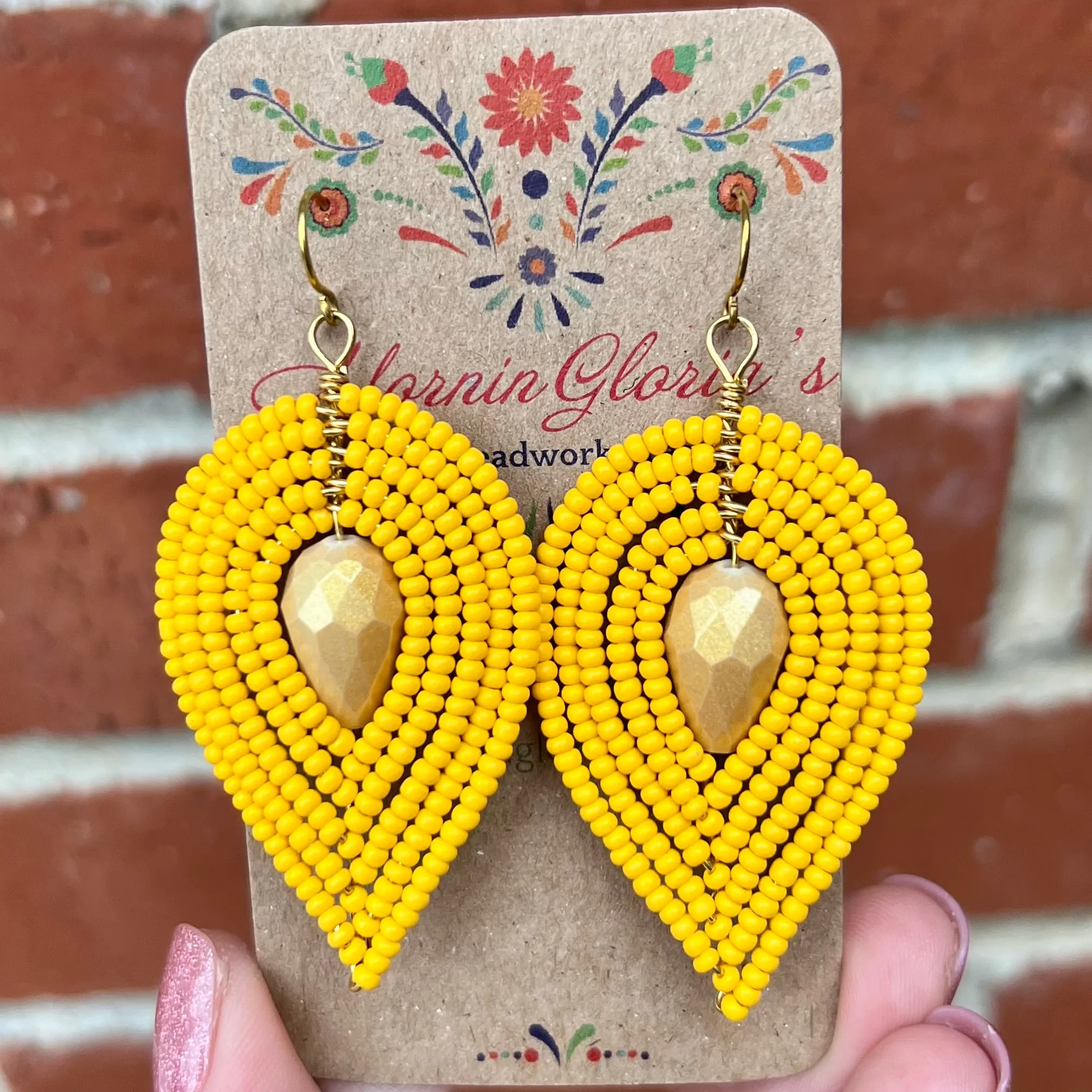 Large Beaded Petal Earrings