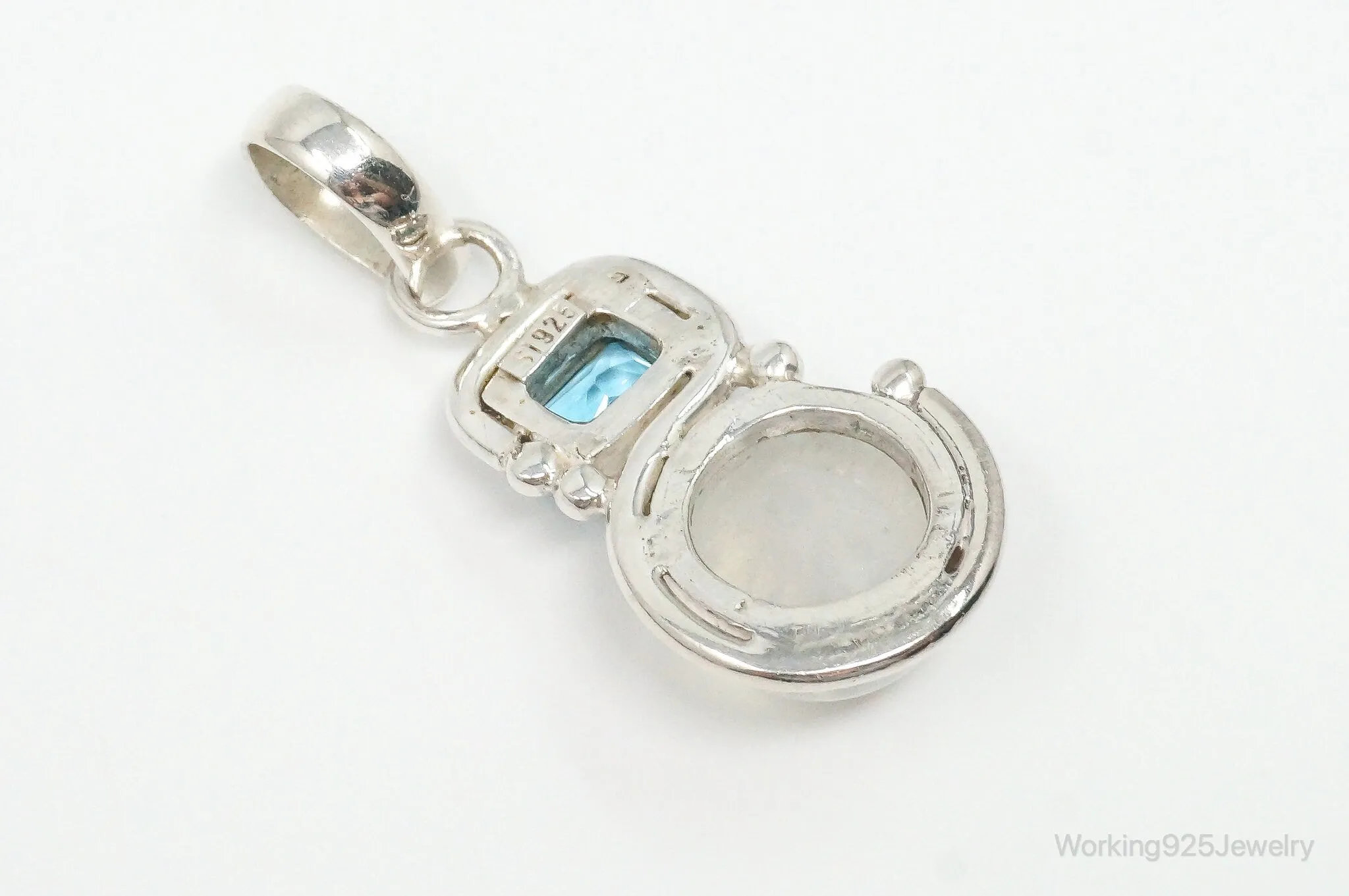 Large Designer SAJEN Blue Topaz Moonstone Sterling Necklace Pendant