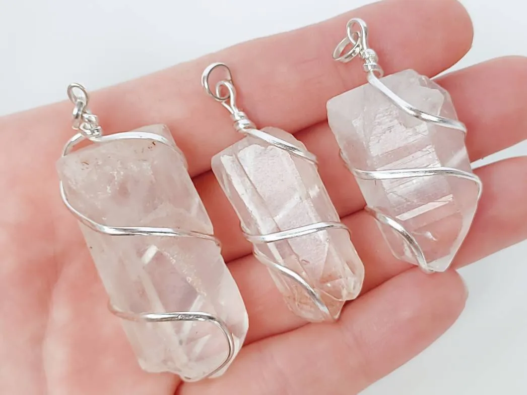 Large Wire Himalayan Quartz Pendant Necklace