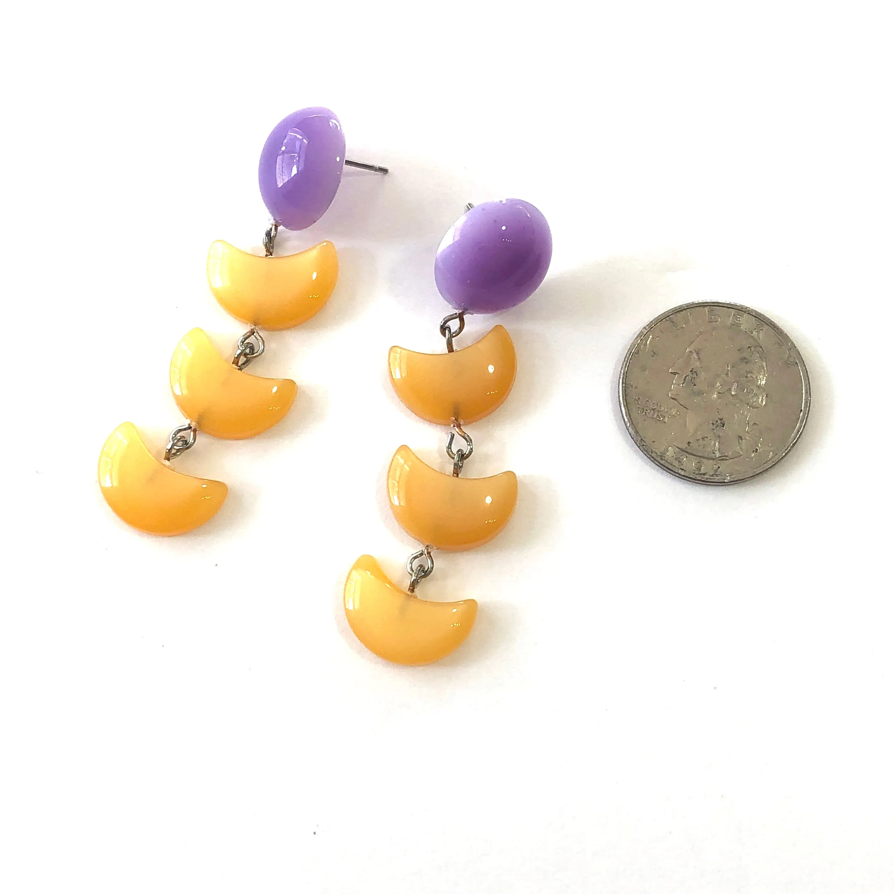 Lavender & Tangerine Moonglow Fish Scale Earrings