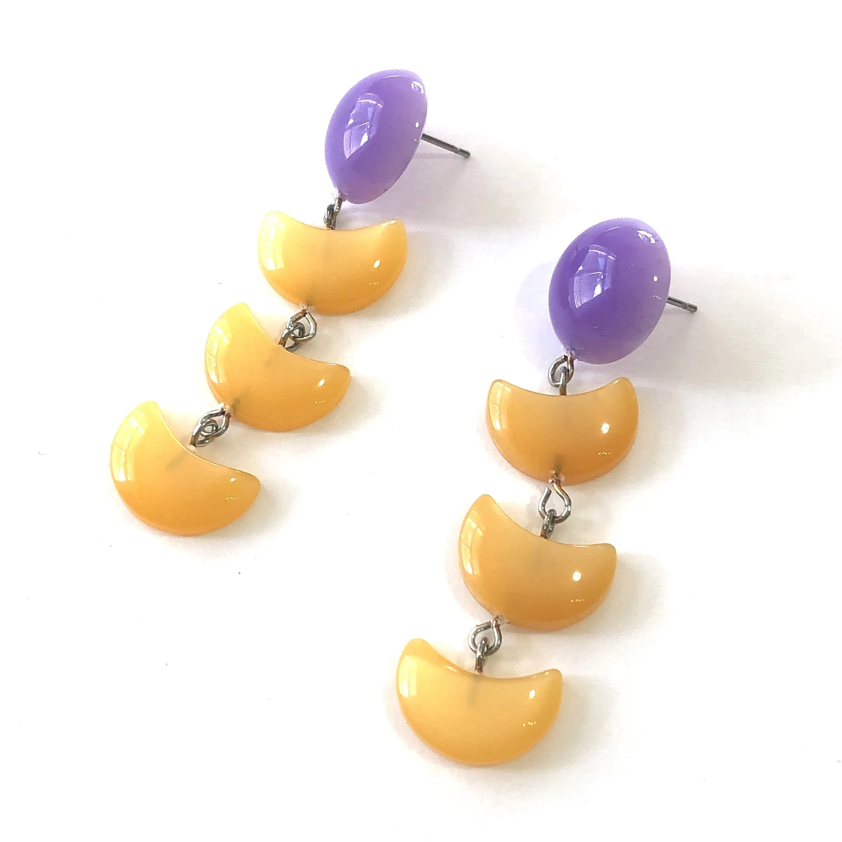 Lavender & Tangerine Moonglow Fish Scale Earrings