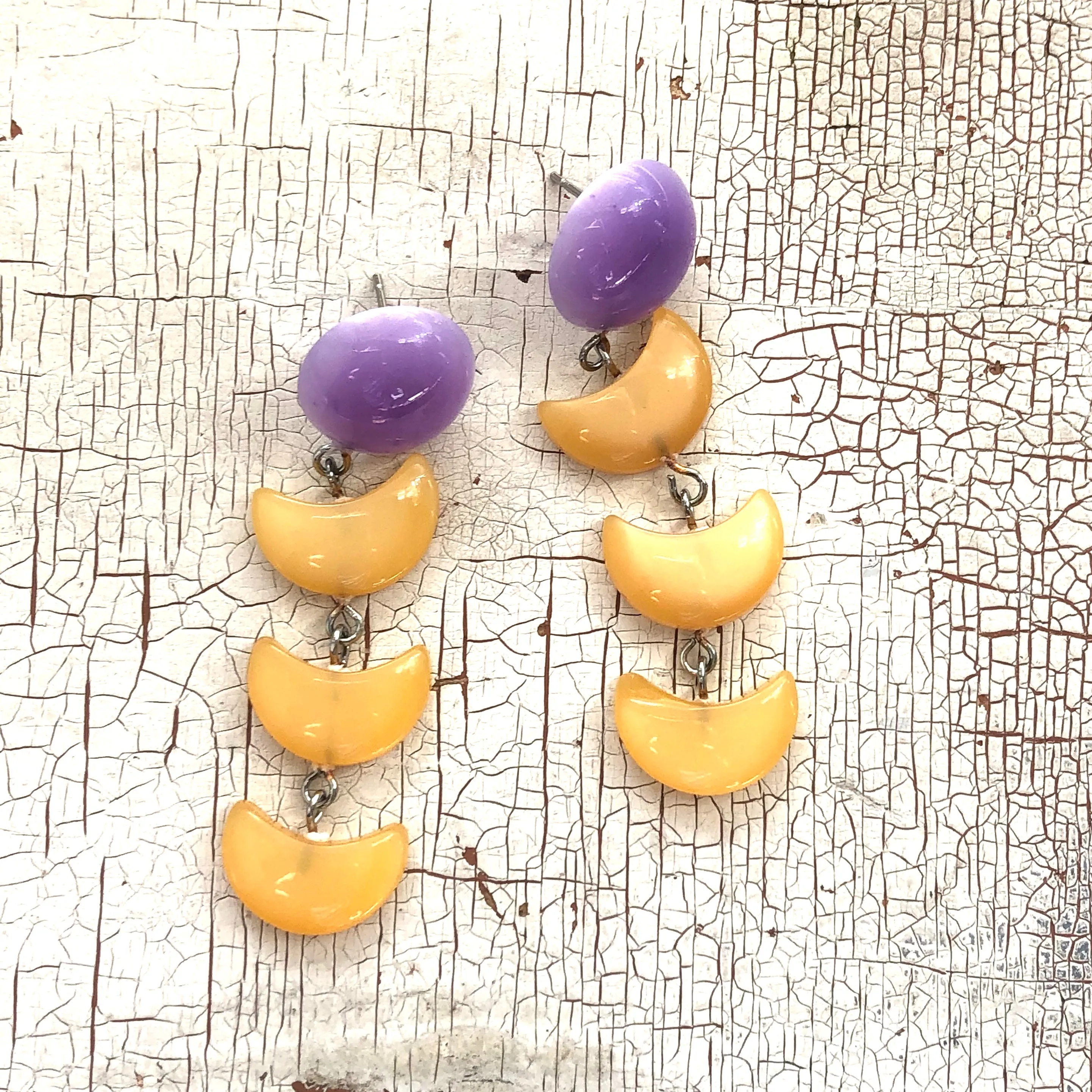 Lavender & Tangerine Moonglow Fish Scale Earrings