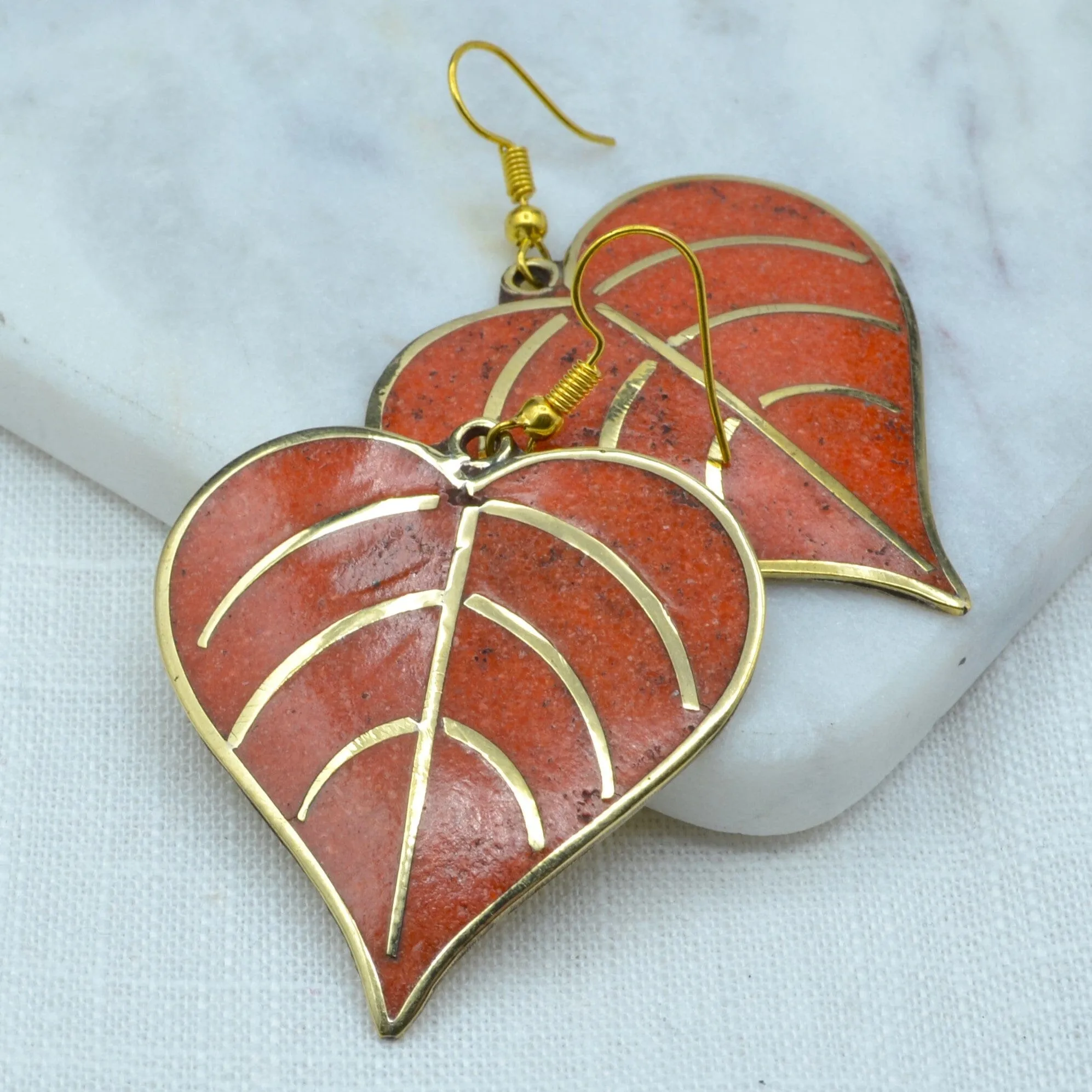 Leaf Coral Brass Earrings