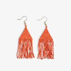 Lexie Solid Beaded Fringe Earrings Coral