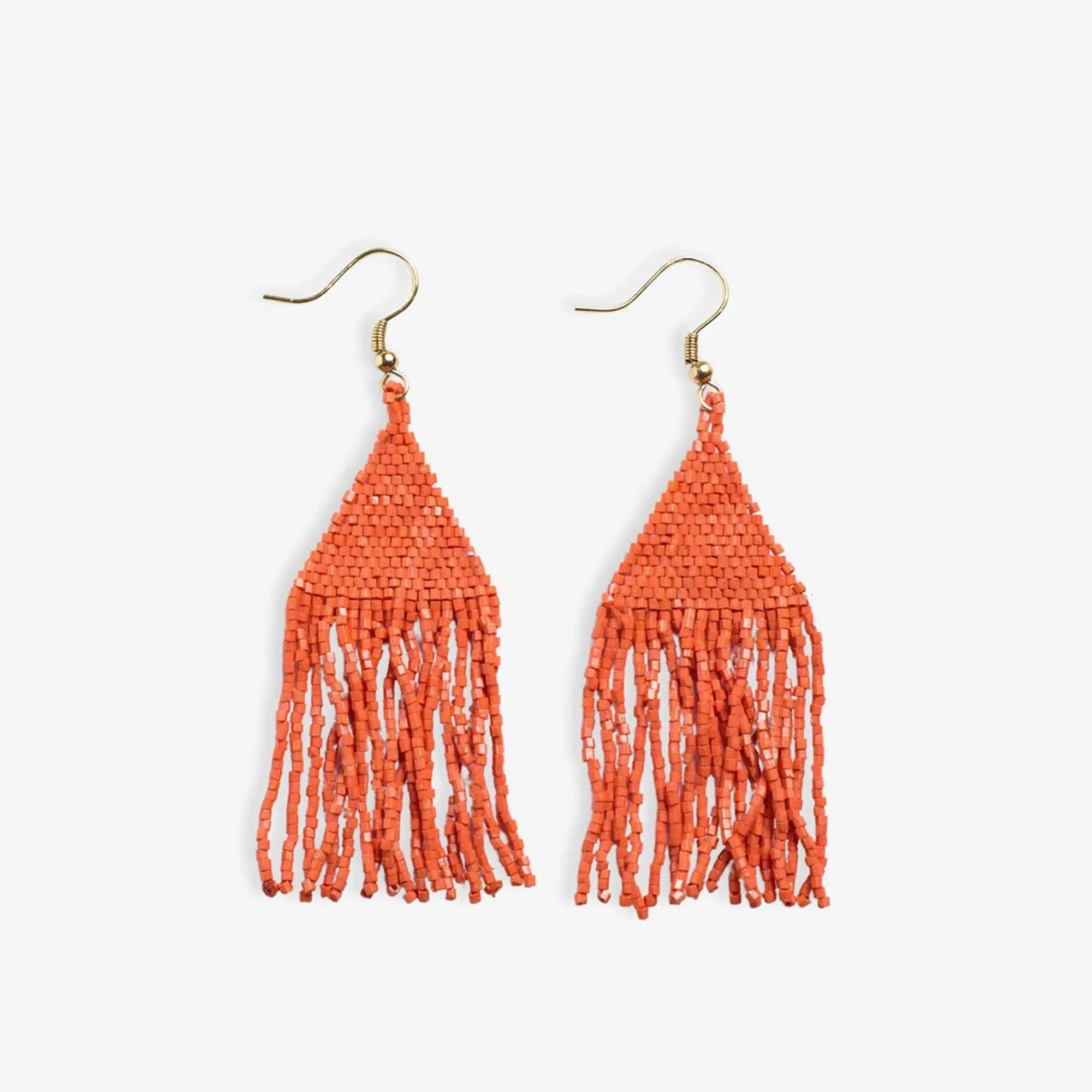 Lexie Solid Beaded Fringe Earrings Coral